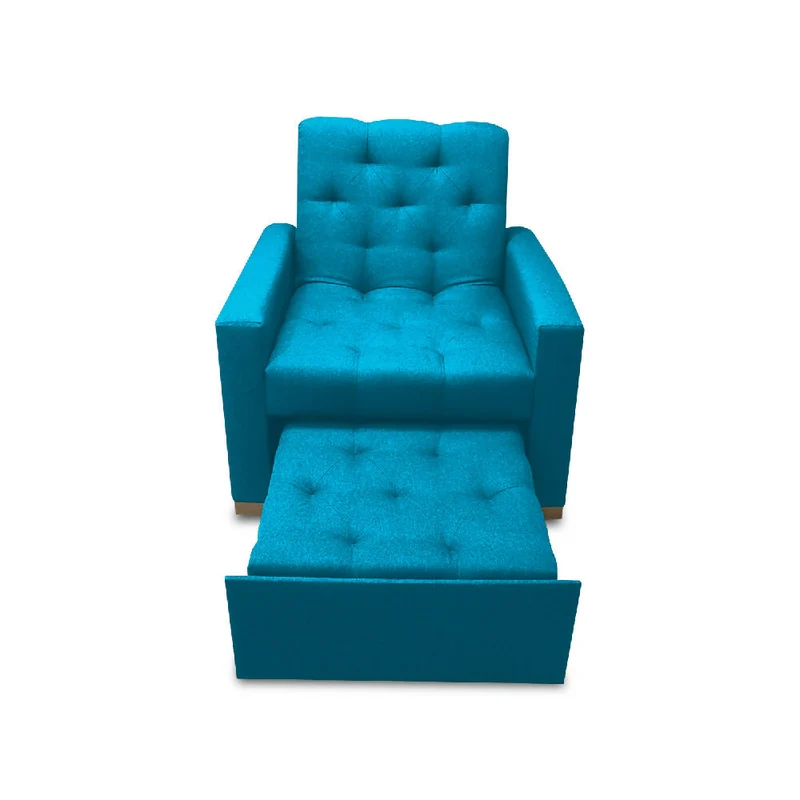 Sofá Cama Unipersonal Sabathy Tela Lino 95X90X94cm Turquesa