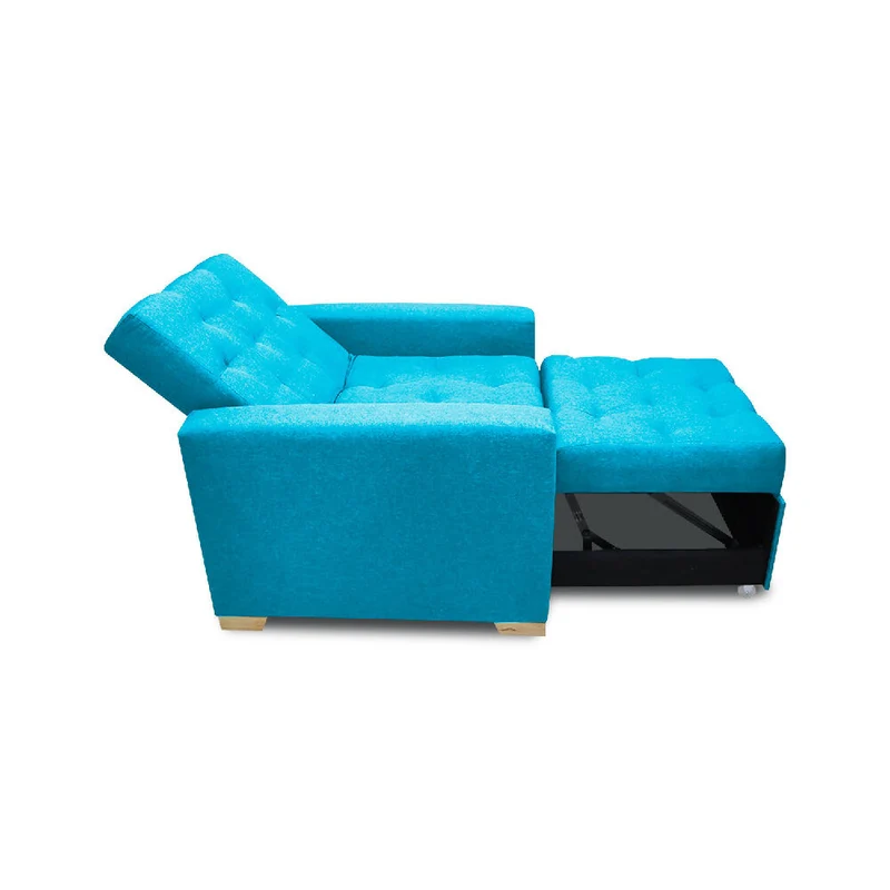 Sofá Cama Unipersonal Sabathy Tela Lino 95X90X94cm Turquesa