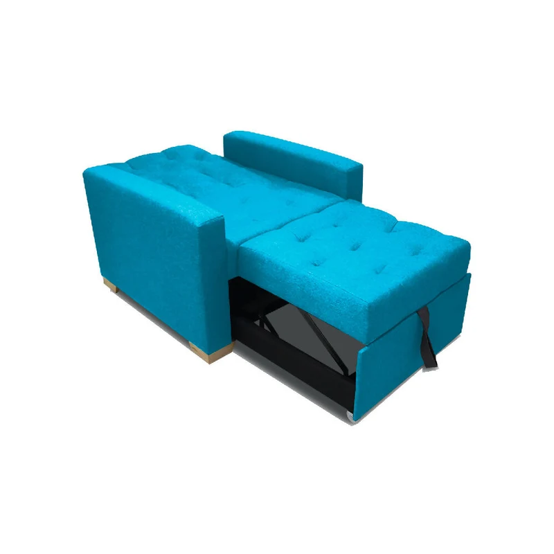 Sofá Cama Unipersonal Sabathy Tela Lino 95X90X94cm Turquesa