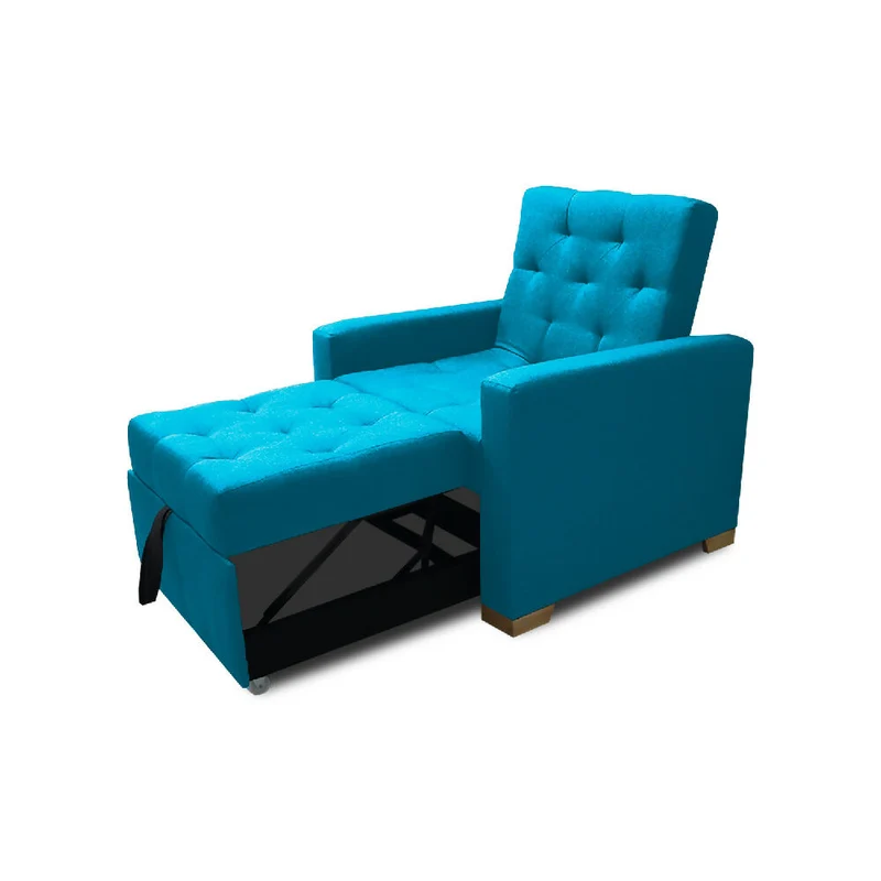 Sofá Cama Unipersonal Sabathy Tela Lino 95X90X94cm Turquesa