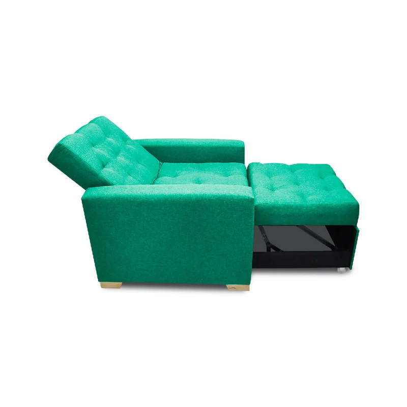 Sofá Cama Unipersonal Sabathy Tela Lino 95X90X94cm Verde