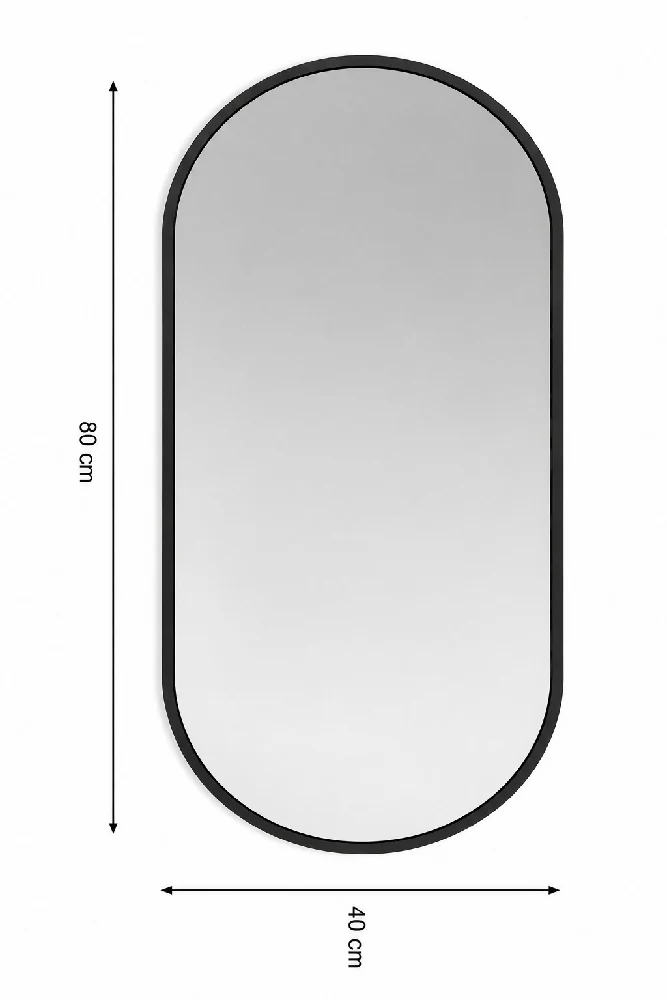 Espejo de Pared Ovalado Marco Negro MDF 80x40 cm para Recibidor o Habitación