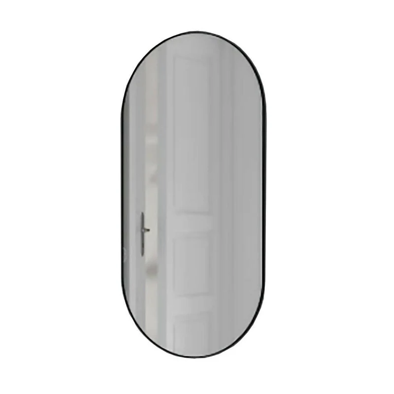 Espejo de Pared Ovalado Marco Negro MDF 80x40 cm para Recibidor o Habitación