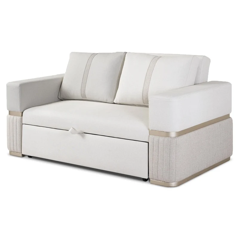 Sofá Cama Dior Eurolino Blanco, Champaña Brazo Desmontable