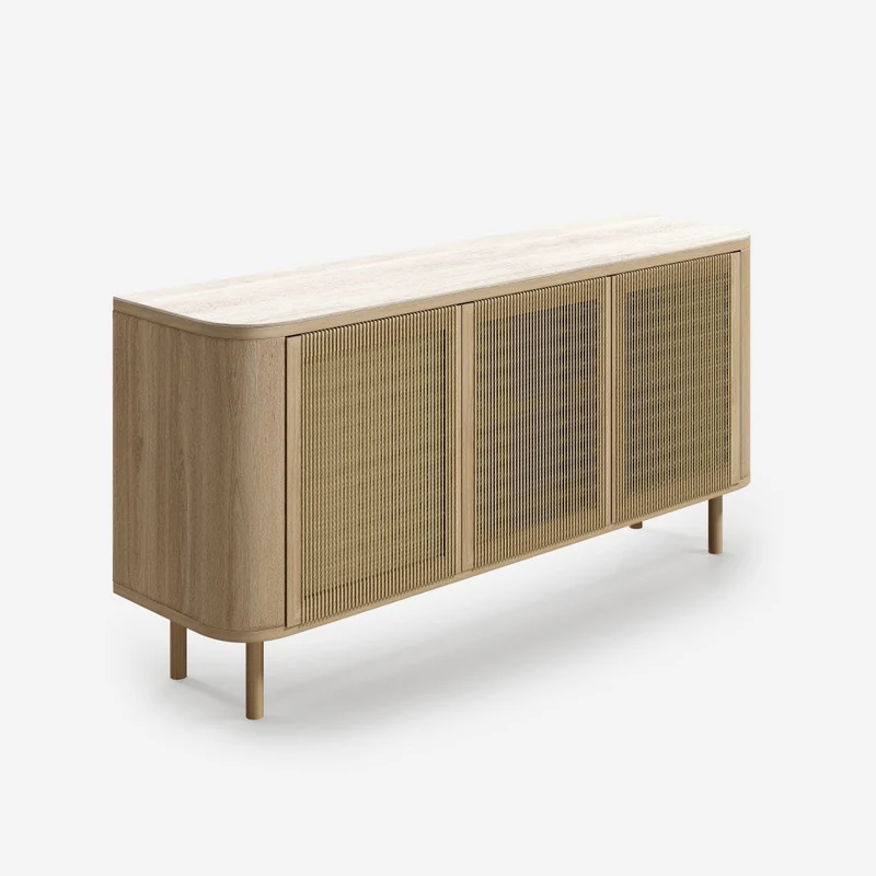 Ivy sideboard in oak and travertine marble