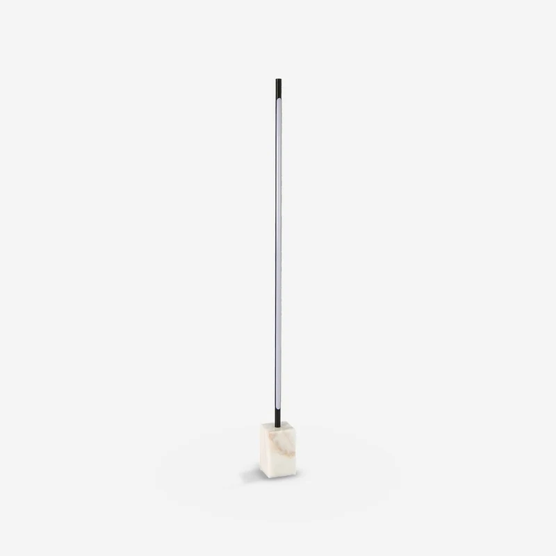 Black steel floor lamp with porcelain stoneware base