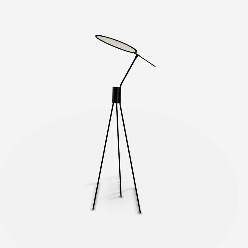 Black steel floor lamp