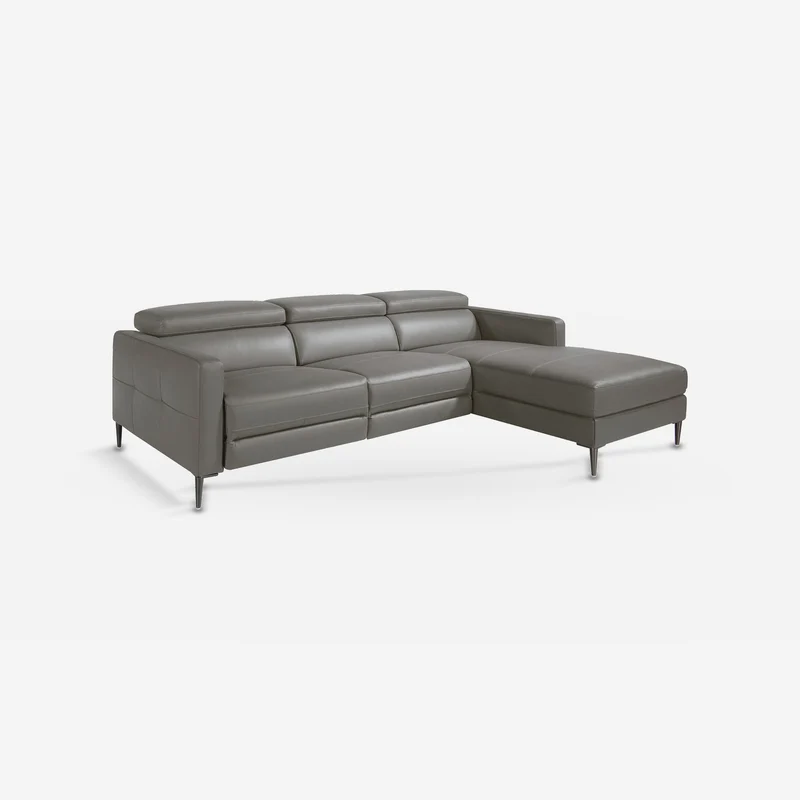 Relaxing right-hand chaise longue sofa in dark grey leather