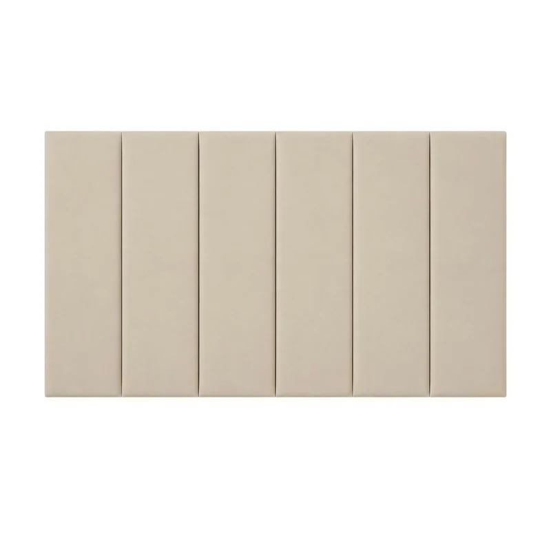 Cabecero Queen 160x60 Paneles Verticales Beige Tela
