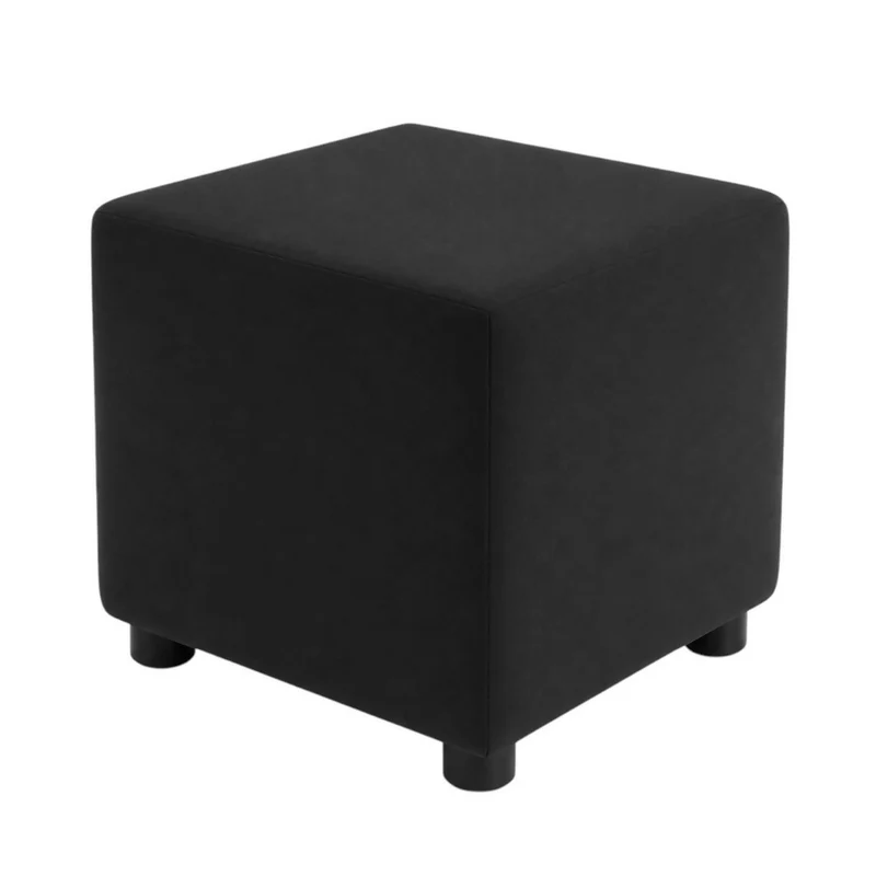 Puff Decorativo 40x40 Negro Tela