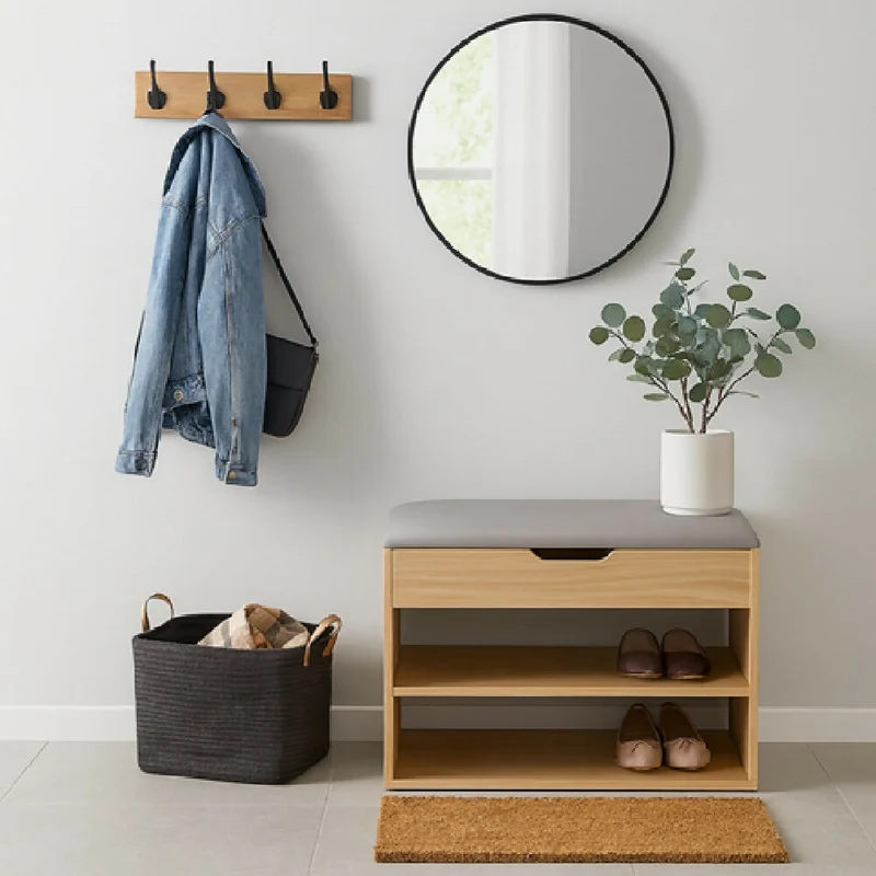 Mueble Organizador Zapatero-Baúl 43x60x30 Madera/Gris
