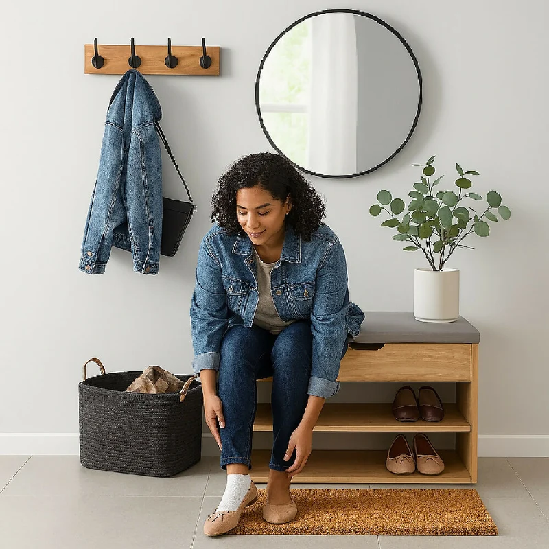 Mueble Organizador Zapatero-Baúl 43x60x30 Madera/Gris
