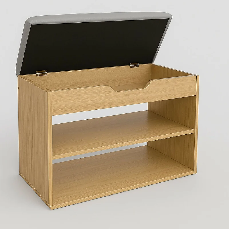 Mueble Organizador Zapatero-Baúl 43x60x30 Madera/Gris