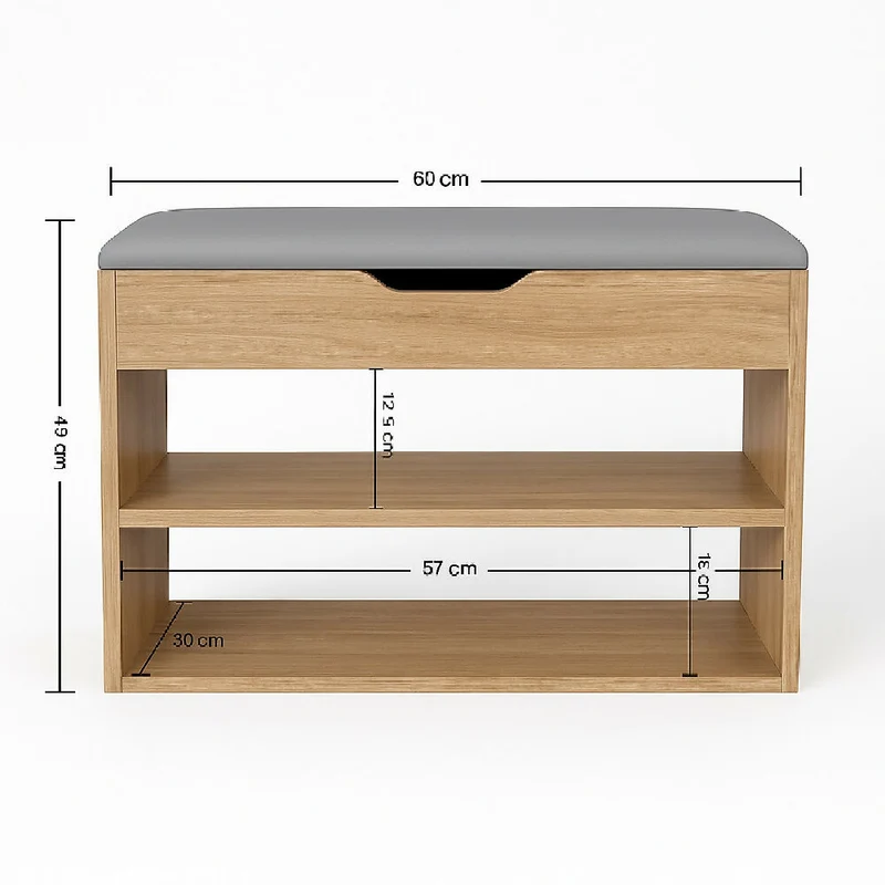 Mueble Organizador Zapatero-Baúl 43x60x30 Madera/Gris