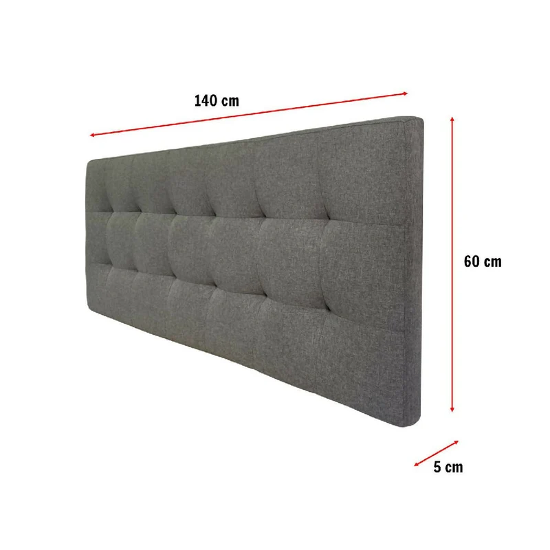 Combo Cabecero Cama Doble (60x140x5) Gris Memphis + Set x 2 Mesas de Noche Toulus Flotantes