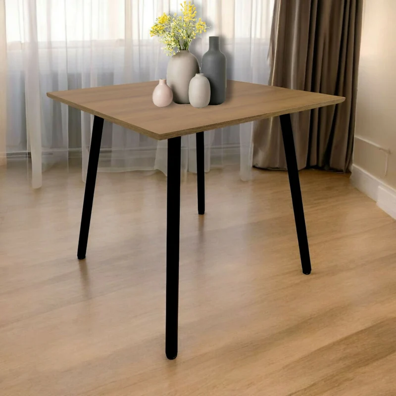 Combo Comedor Cuadrado 4p (75x80x80) Amaretto + 4 Sillas Negras
