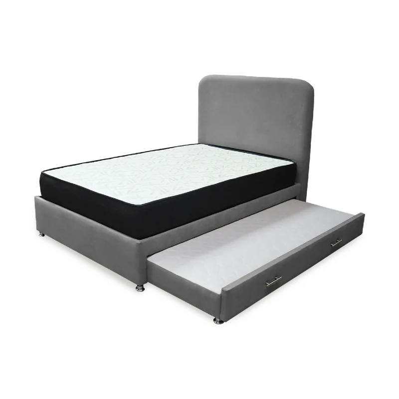 Combo Cama Tarima Nido Comfort 140 Doble Gris Más Espaldar
