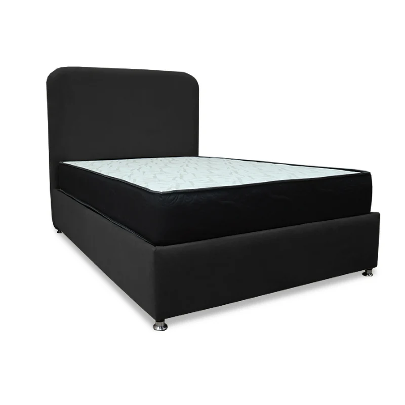 Combo Base Cama y Colchón Comfort 120 Semidoble Negro Más Espaldar