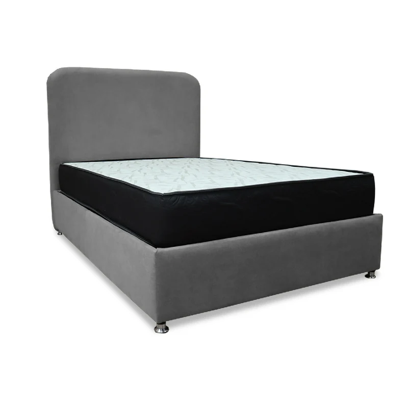 Combo Base Cama y Colchón Comfort 100 Sencillo Gris Más Espaldar