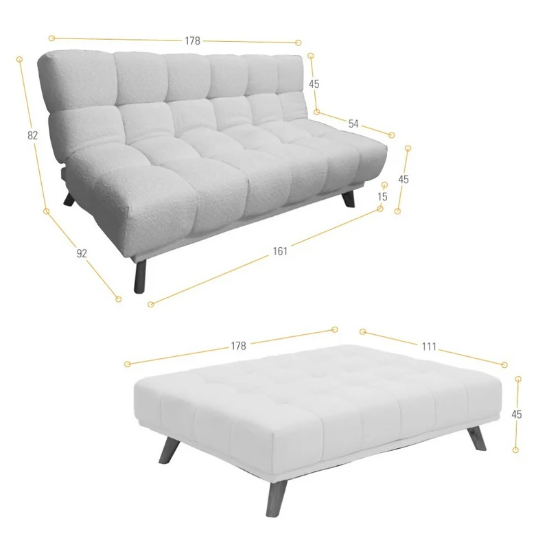 Sofá Cama Nubo 178x92x82 Reclinable 3 Posiciones Tela Plata Matiz Natural