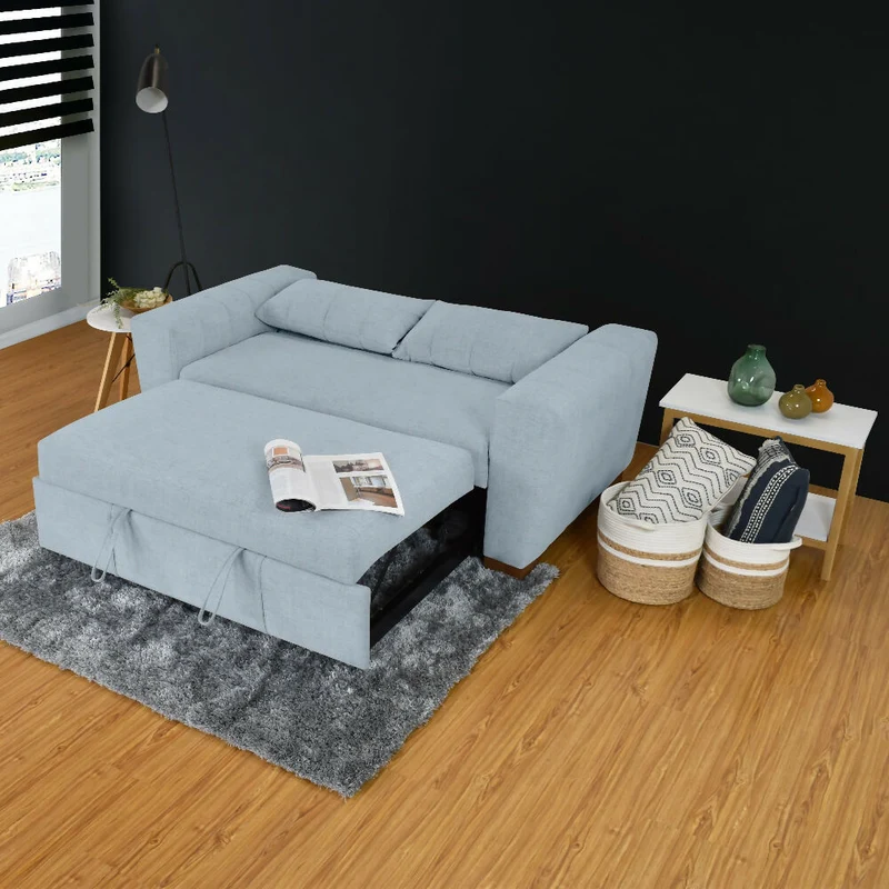 Sofá Cama Hannover 2 Puestos Reclinable 160x89x85 Tela Plata
