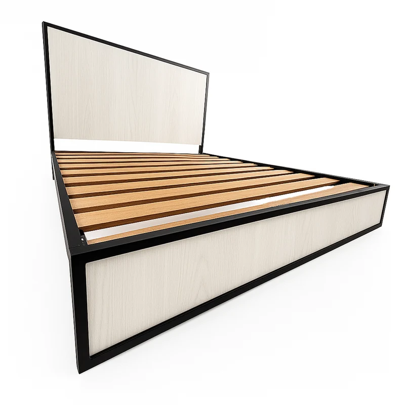 Cama Semidoble Metal Madera Ágata Gris 120 x 190 x 24