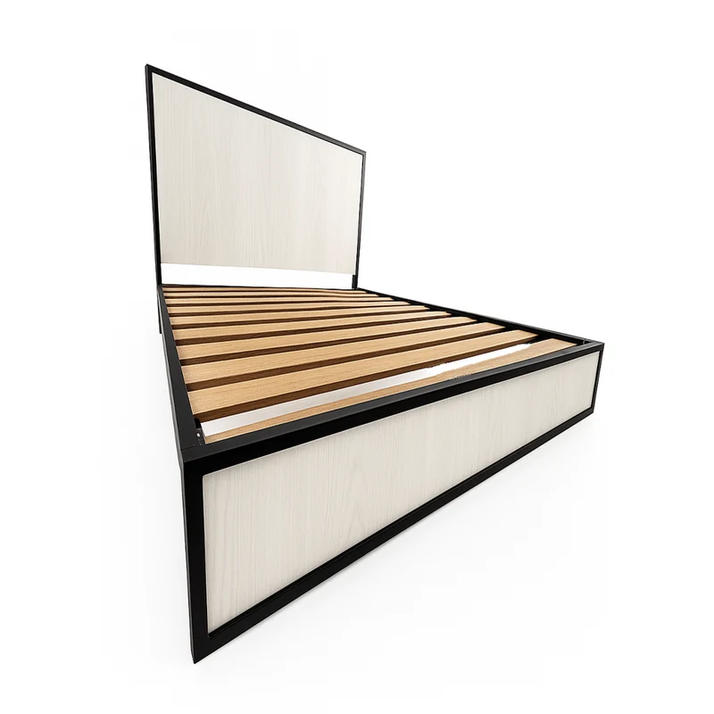 Cama Sencilla Metal Madera Ágata Gris 100 x 190 x 24