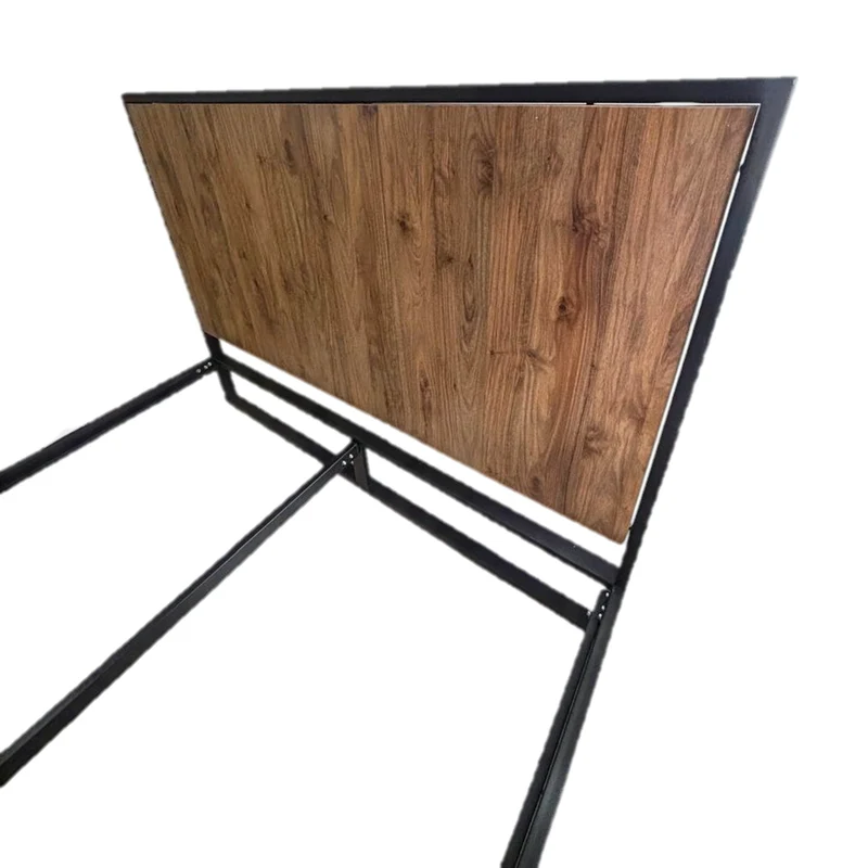 Cama Queen Metal Madera Ágata Café Oscuro 160 x 190 x 24