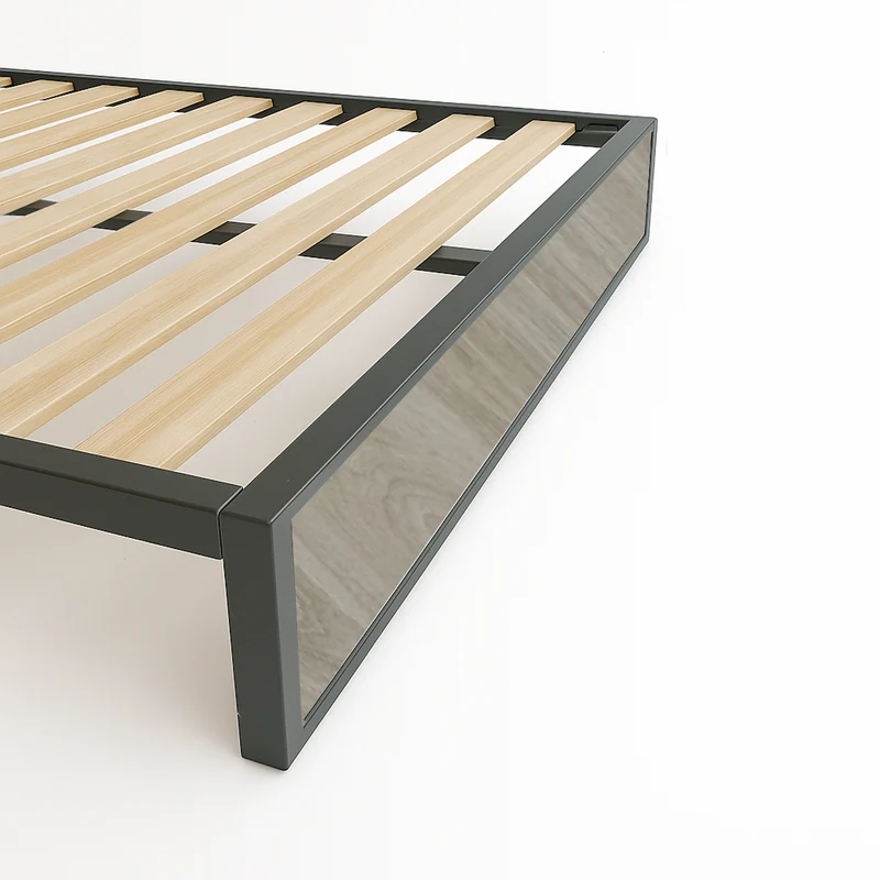 Cama Semidoble Metal Madera Ágata Gris Oscuro 120 x 190 x 24