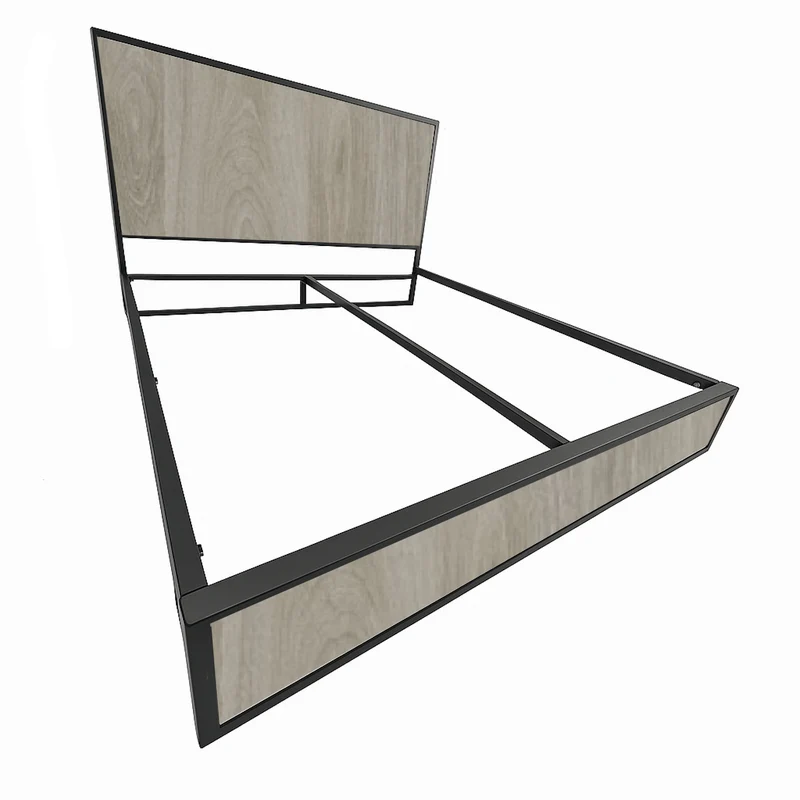 Cama Queen Metal Madera Ágata Gris Oscuro 160 x 190 x 24