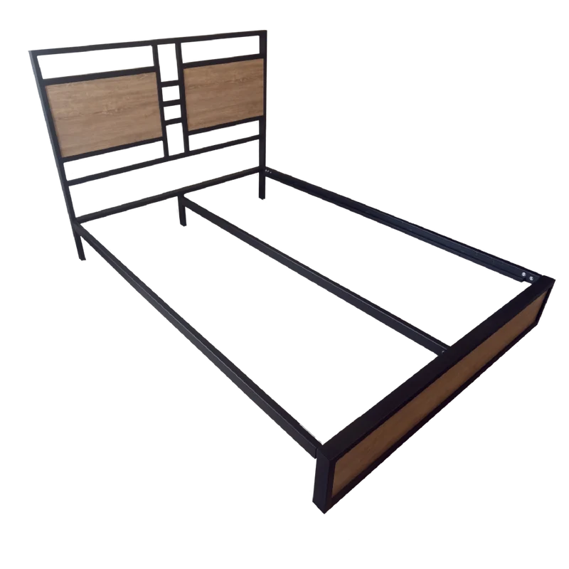 Cama Semidoble Metal Madera Amatista Café 120 x 190 x 24