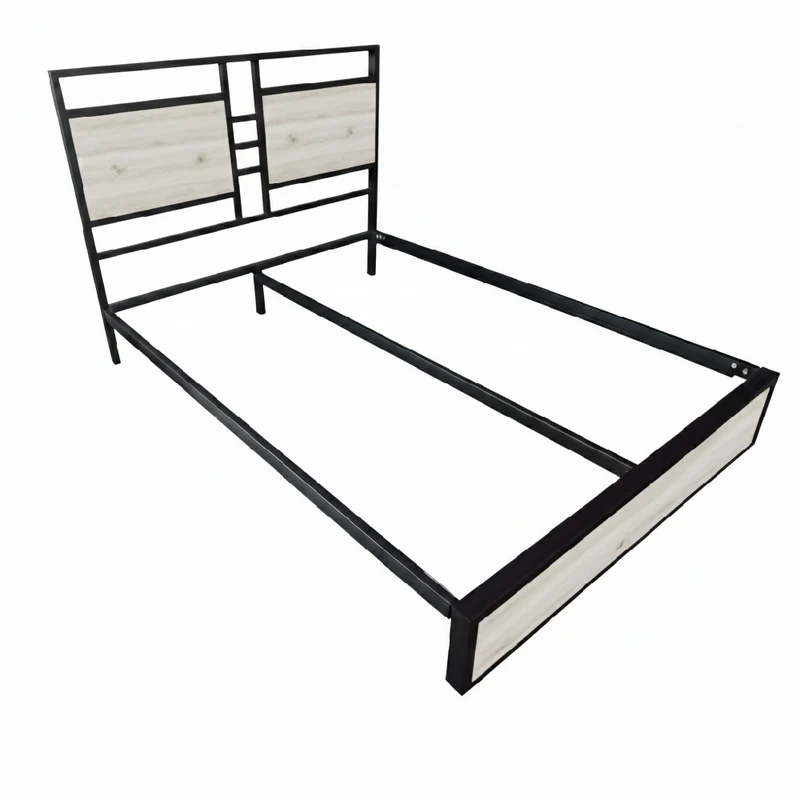 Cama King Metal Madera Amatista Gris 200 x 200 x 20