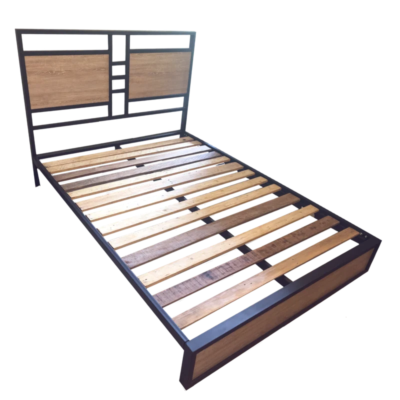 Cama Sencilla Metal Madera Amatista Café 100 x 190 x 24