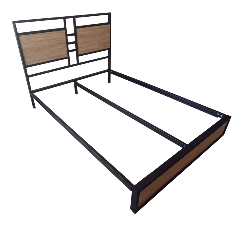 Cama Sencilla Metal Madera Amatista Café 100 x 190 x 24