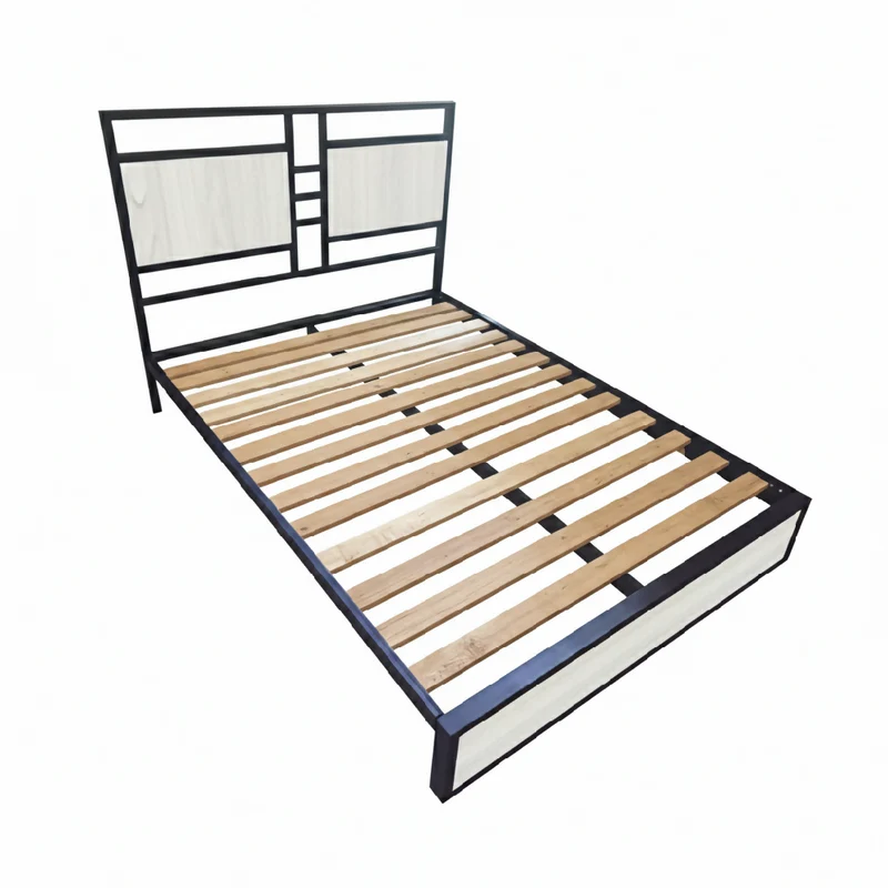 Cama Doble Metal Madera Amatista Gris 140 x 190 x 24