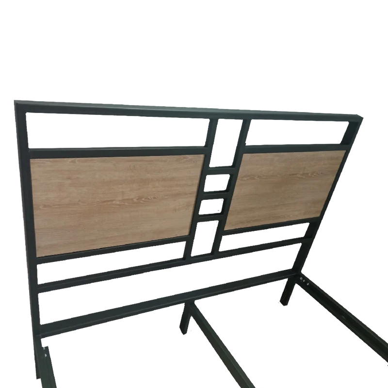 Cama King Metal Madera Amatista Café 200 x 200 x 20
