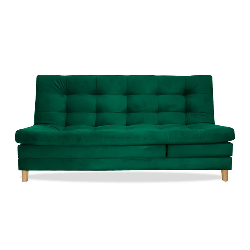 Sofá Cama Kalin Cinco Posiciones Verde Más Cojines