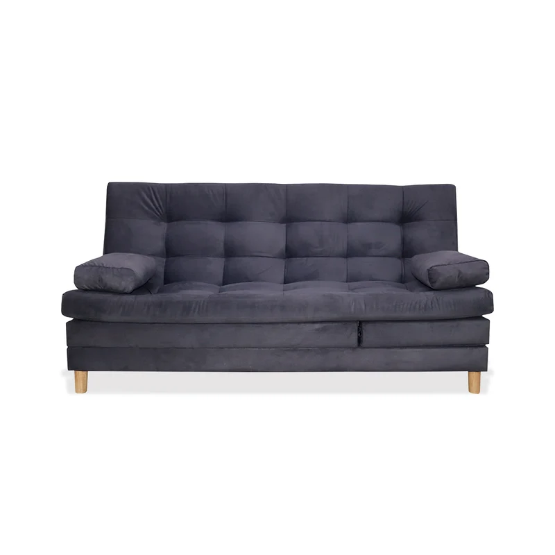 Sofá Cama Kalin Cinco Posiciones Gris Más Cojines