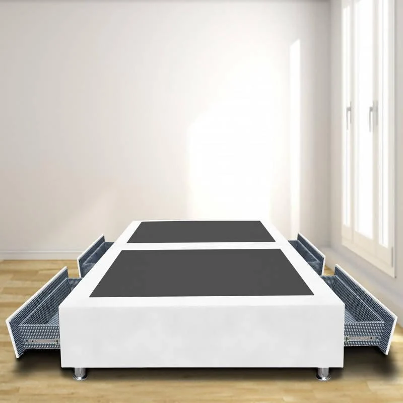 Base Dividida con 4 Cajones Laterales 160x190 Microfibra Blanco