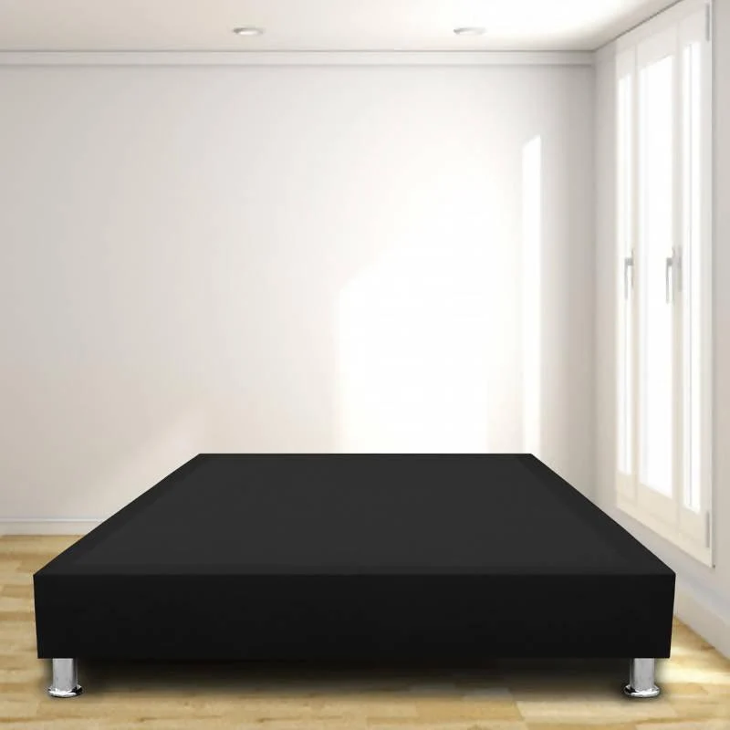 Base Cama Sommier 140x190 Microfibra Negro