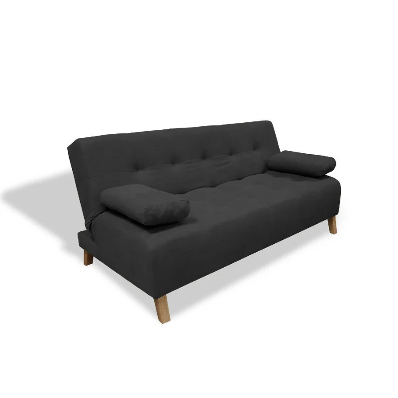 Sofá Cama Egli 3 Posiciones Reclinable Negro + Cojines