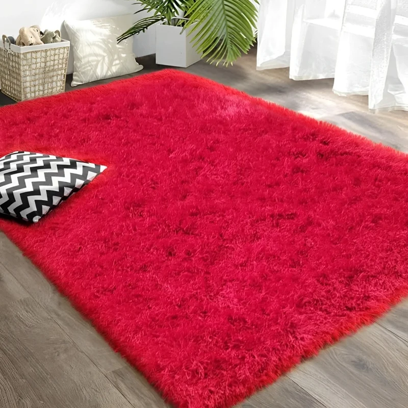 Alfombra Peluda Beng 120X170 cm Rojo