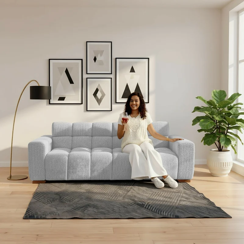 Sofá Cama Miami Reclinable 3 Posiciones 228x91x78 Tela Plata Matiz Caoba