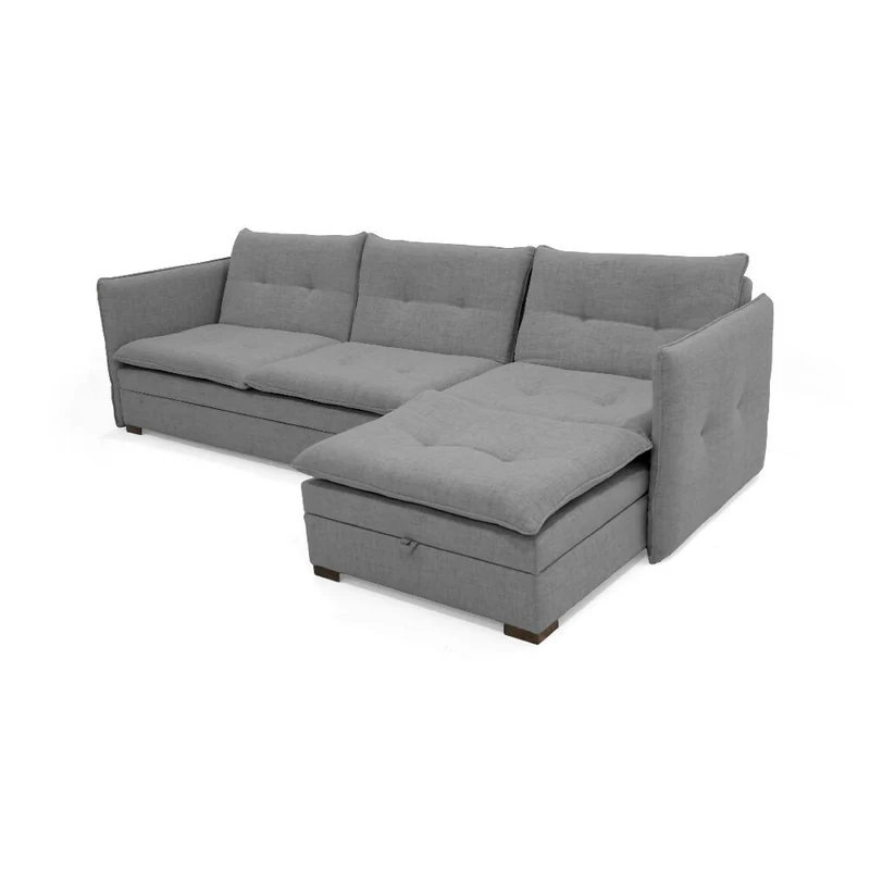 Sofá Cama en L Napoles 269x146x80 con Baúl Izquierdo Tapizado Gris