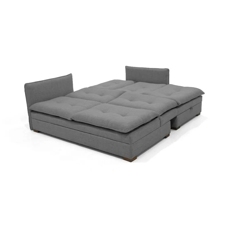 Sofá Cama en L Napoles 269x146x80 con Baúl Izquierdo Tapizado Gris