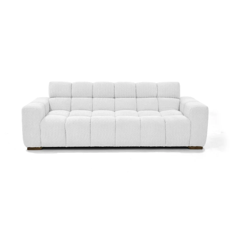 Sofá Cama Miami Reclinable 3 Posiciones 228x91x78 Tela Blanco Matiz Caoba