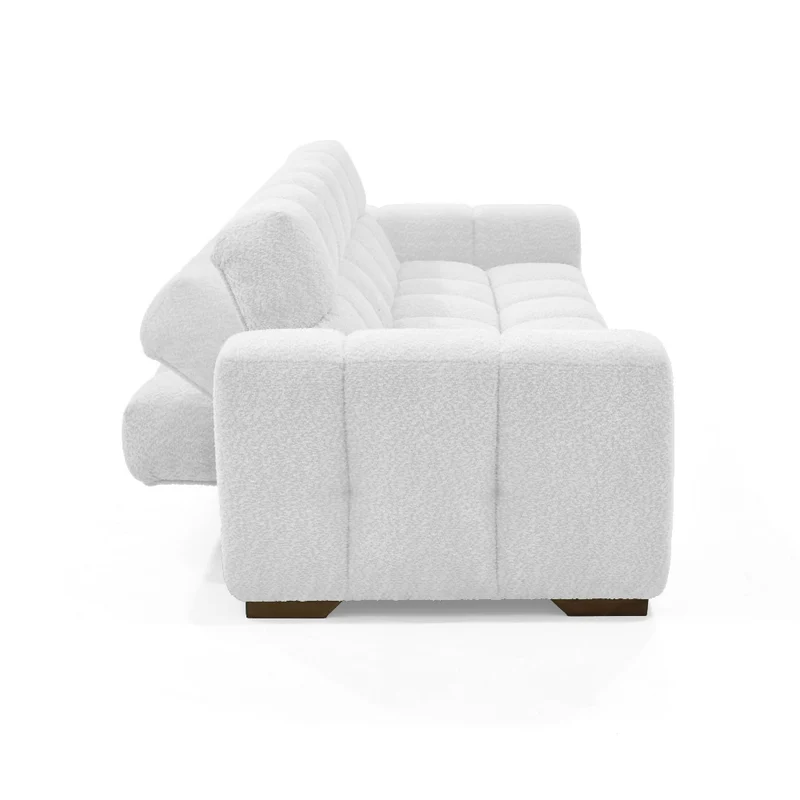Sofá Cama Miami Reclinable 3 Posiciones 228x91x78 Tela Blanco Matiz Caoba