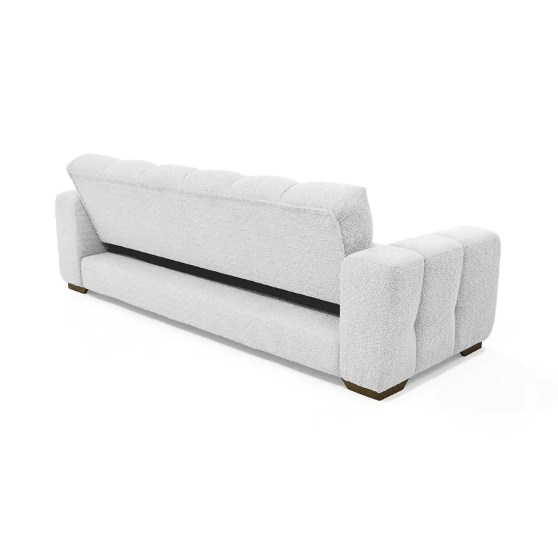 Sofá Cama Miami Reclinable 3 Posiciones 228x91x78 Tela Blanco Matiz Caoba
