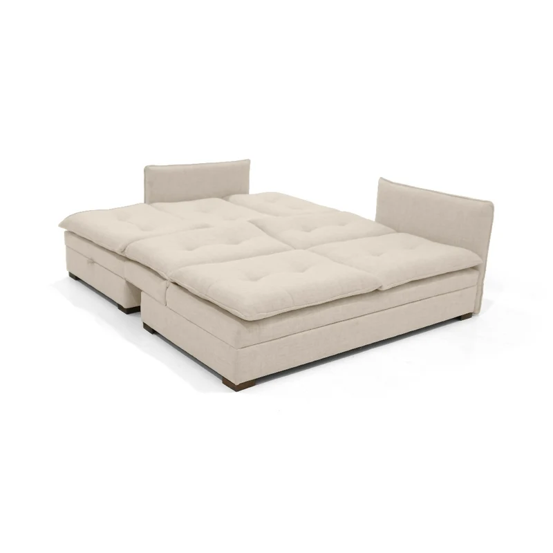 Sofá Cama en L Napoles 269x146x80 con Baúl Derecho Tapizado Trigo