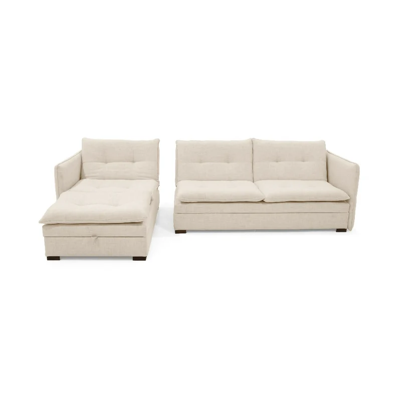 Sofá Cama en L Napoles 269x146x80 con Baúl Derecho Tapizado Trigo